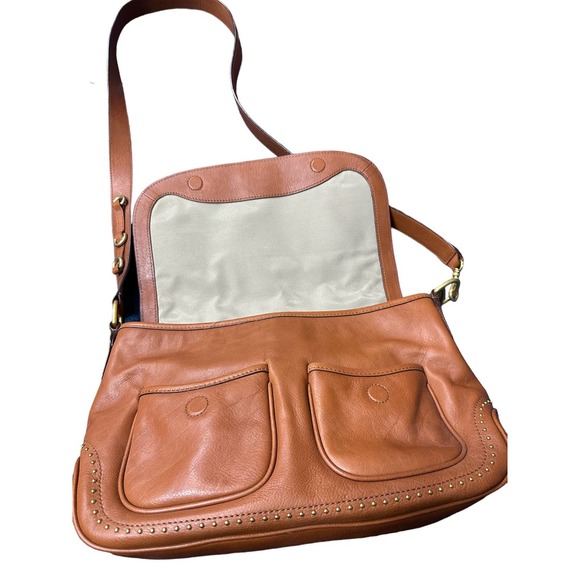 Lauren RLL Ralph Lauren Carmel Brown Saddle  Bag Crossbody Cow Leather Bag - Picture 4 of 7